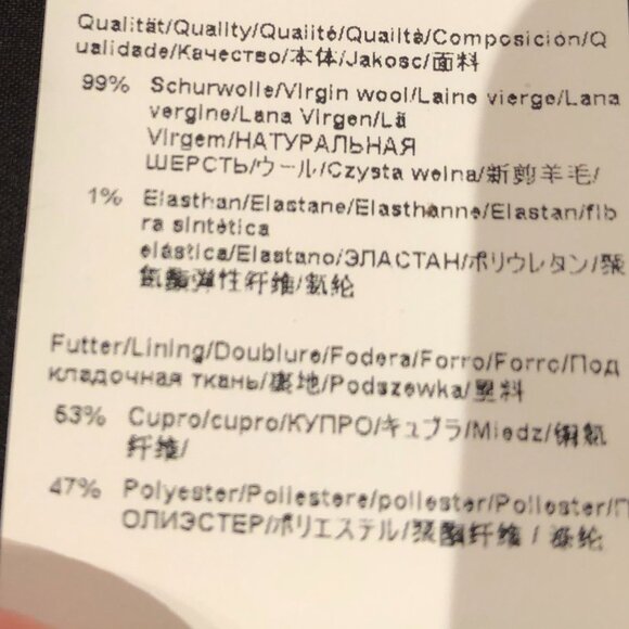 Hugo Boss Notched Collar Two Button Virgin Wool Jacket Black + Cream Sz 8 - Picture 13 of 16